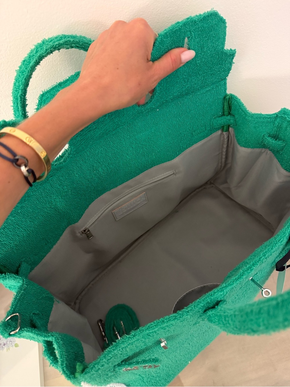 Terry cloth birkin / boatkin style bag - Picture 5 of 6